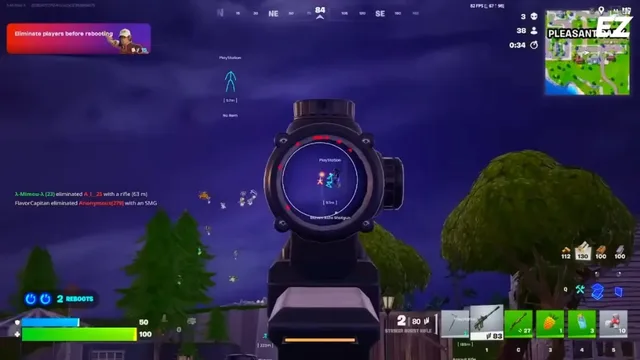 Fortnite night map with ESP overlay